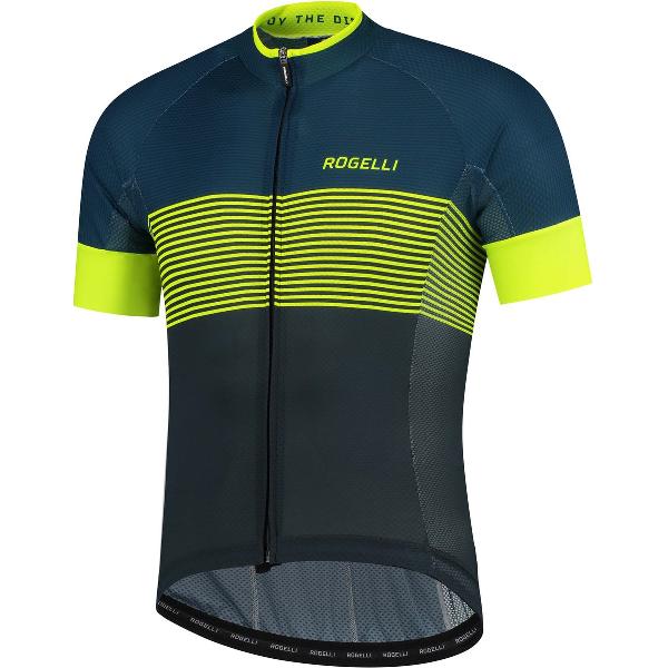 Rogelli Boost Fietsshirt - Korte Mouwen - Heren - Blauw, Fluor-Geel - Maat 2XL