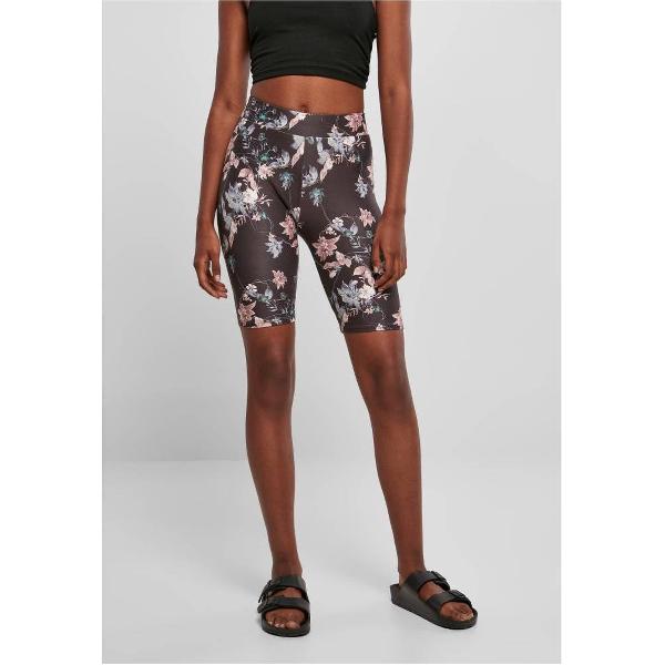 Urban Classics - Soft AOP blacksoftflower Korte cycle broek - L - Zwart