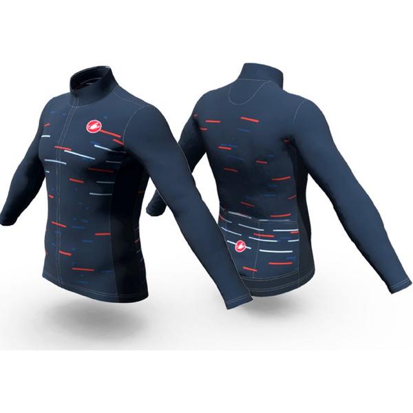 Castelli Fietsshirt lange mouwen Heren Blauw - THERMAL LONG-SLEEVE JERSEY FZ SAVILE BLUE-S