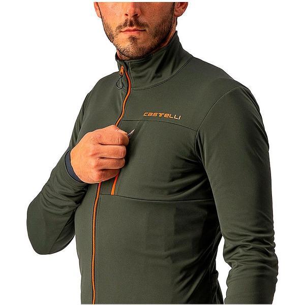 Castelli Fietsjack tussenseizoen Heren Groen Rood - GO JACKET MILITARY GREEN FIERY RED - 2XL