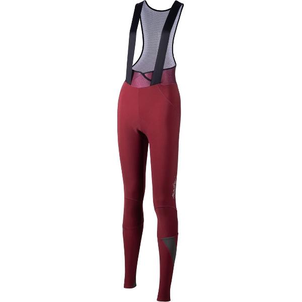 Nalini - Dames - Fietsbroek lang met Bretels - Winter Fietsbroek met Zeem - Thermo Wielrenbroek - Rood - Zwart - NEW ROAD WR LADY BIB TIGHT - S