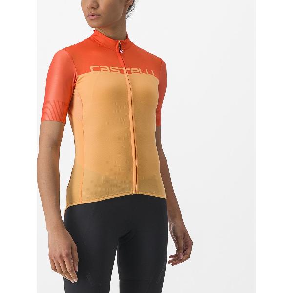 Castelli Fietsshirt Korte Mouwen Dames Oranje - CASTELLI VELOCISSIMA JERSEY SOFT ORANGE SCARLET IBIS - S