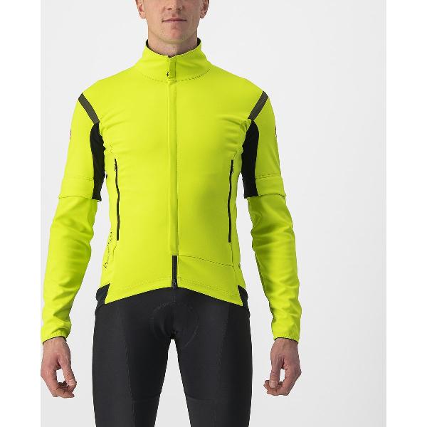 Castelli Windjack sterk waterafstotend Heren Lime Grijs - PERFETTO RoS 2 CONVERTIBLE JAC ELECTRIC LIME DARK GRAY - L