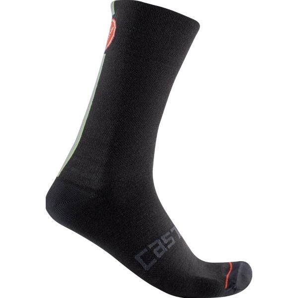 Castelli Fietssokken winter Unisex Zwart - RACING STRIPE 18 SOCK BLACK - L/XL