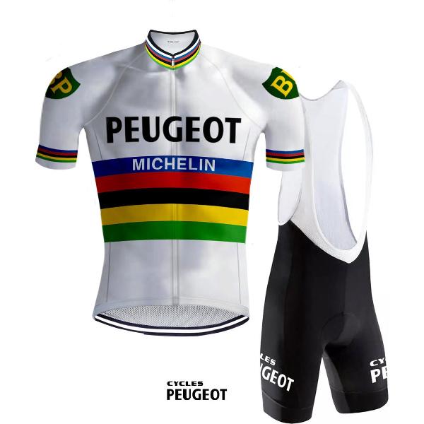 Retro Wielertenue Peugeot Regenboog - REDTED (XL)