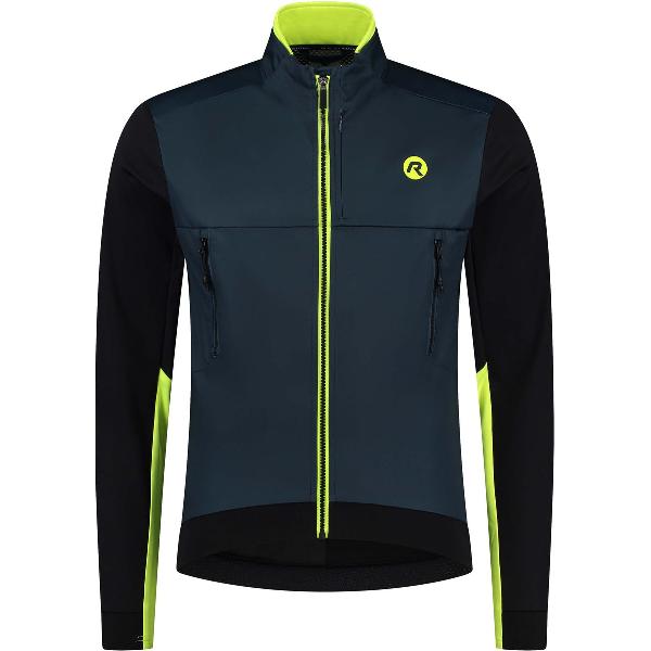 Rogelli Cadence Fietsjack Winter - Heren Fietsjas - Wind- en Waterafstotend - Blauw, Zwart, Fluor - Maat S