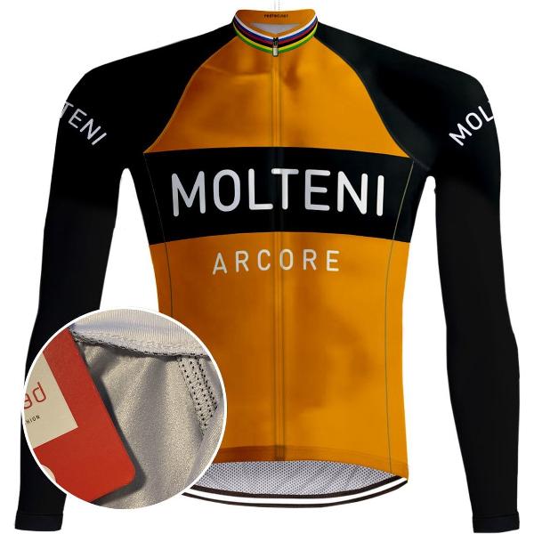 Retro Wielershirt Molteni lange mouwen - Oranje RedTed (3XL)