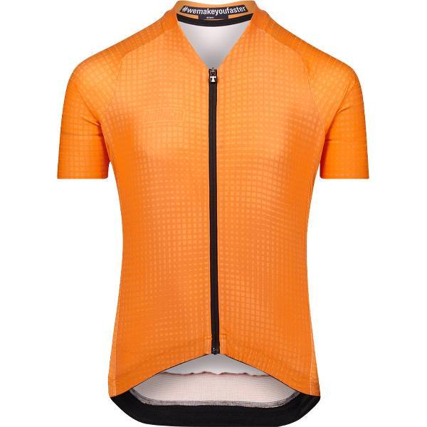 BIORACER Fietsshirt Kinderen Korte Mouw - Model 'Icon Optical Art' - Oranje - Speciale pasvorm voor kinderen - Maat 140 | 10 Jaar - Fietskleding voor Kinderen