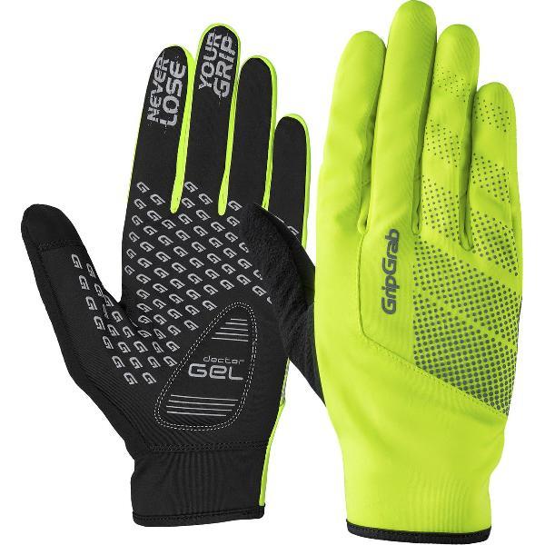 GripGrab - Ride Windproof Lente Herfst Fietshandschoenen Lange Vinger Thermo Winddicht - Geel Hi-Vis - Unisex - Maat S