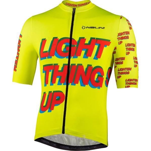 Nalini Heren Fietsshirt korte mouwen - wielrenshirt Geel - FUNNY JERSEY Yellow lighten - L