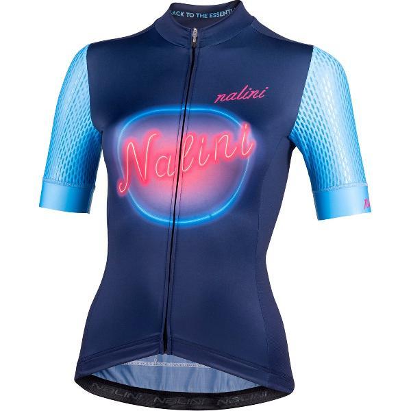 Nalini Dames Fietsshirt korte mouwen - wielrenshirt Blauw - HOLLYWOOD LADY JERSEY Dark blue/Light blue - XL