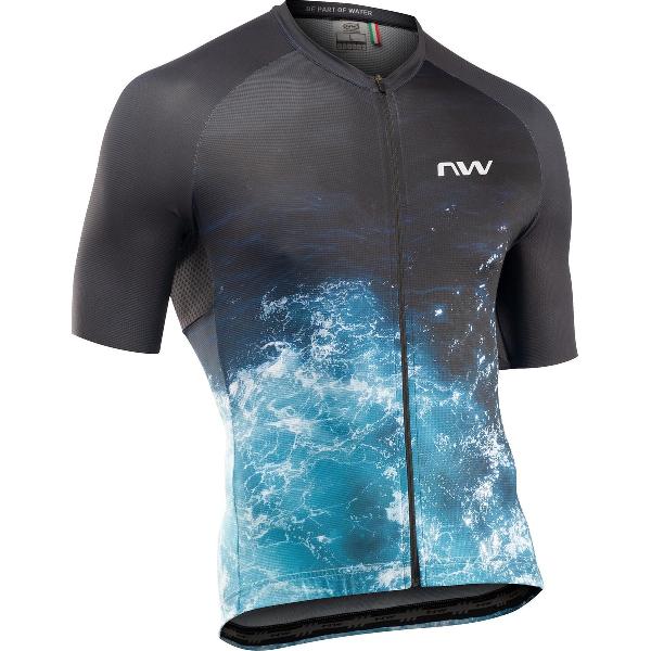 Northwave Water Short Sleeve Jersey Men, zwart/blauw Maat M