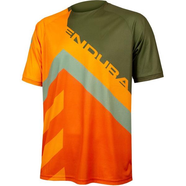 Endura Singletrack Ltd Enduro-trui Met Korte Mouwen Groen,Oranje S Man