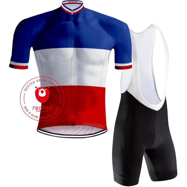 Retro Wielertenue Franse Kampioenstrui Tricolore - REDTED (M)