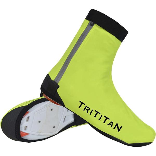 TriTiTan Professional Water/windproof Cycling Shoe Covers - Fiets Overschoenen - Fluo Geel - M