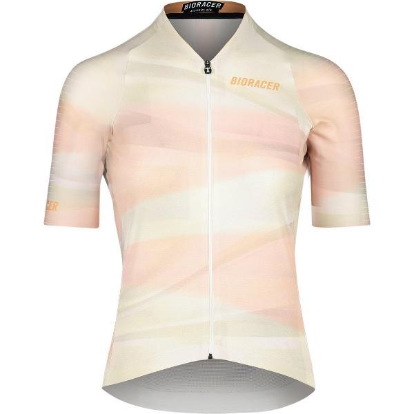 BIORACER Fietsshirt Dames Korte Mouw - 2024 Flandrien Series 'Puncheur' - Model 'Icon' - Beige - Maat M - Fietskleding Dames