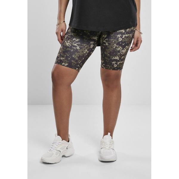 Urban Classics - High Waist Camo Tech Korte cycle broek - XS - Groen/Bruin