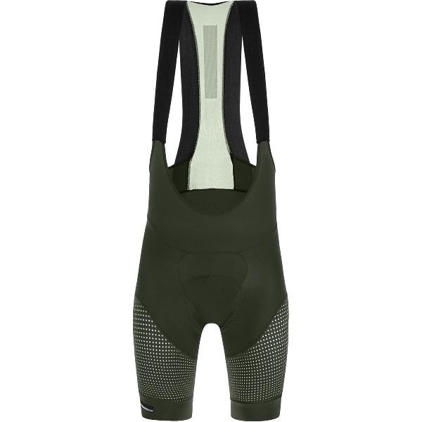 Santini Fietsbroek kort met bretels - koersbroek Groen Heren - Tono Freccia Bib-Shorts Nat Seat Pad Military Green - S