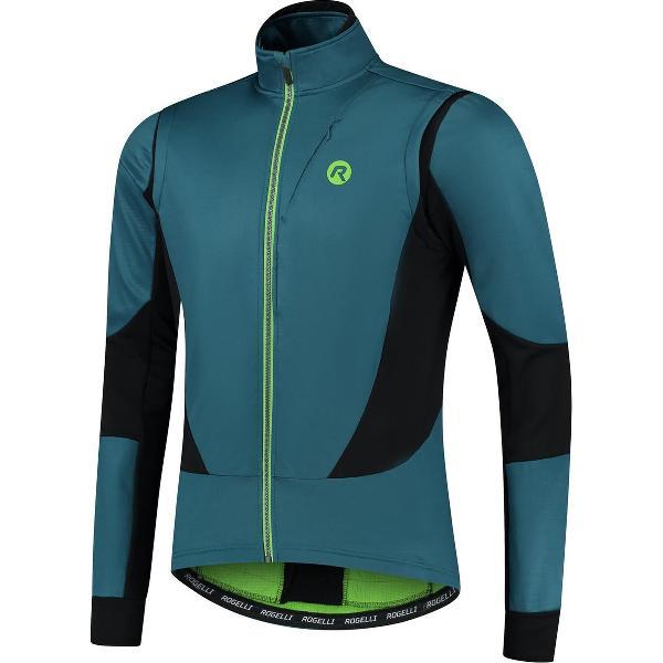 Rogelli Brave Winterjack - Fietsjack Heren - Blauw/Zwart/Lime - Maat XL