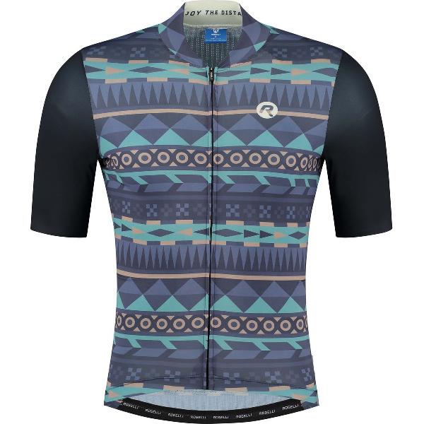 Rogelli Aztec Fietsshirt - Korte Mouwen - Heren - Blauw, Desert - Maat L