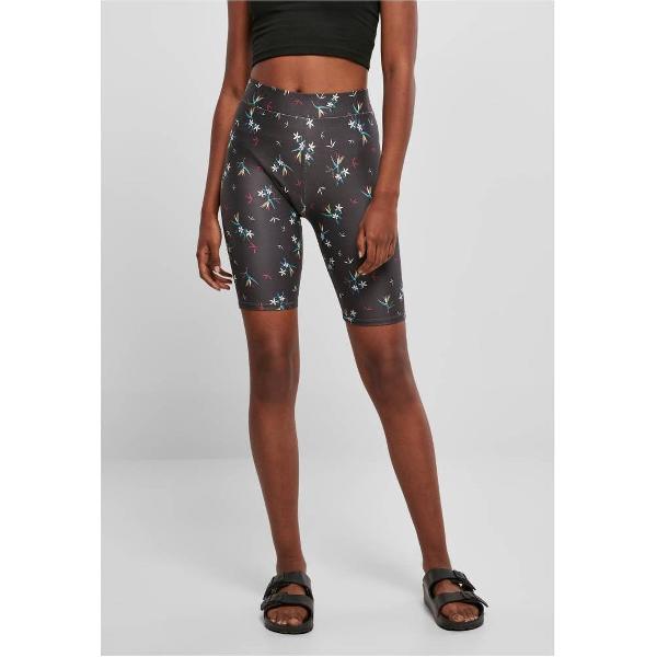 Urban Classics - Soft AOP blackfloret Korte cycle broek - M - Zwart