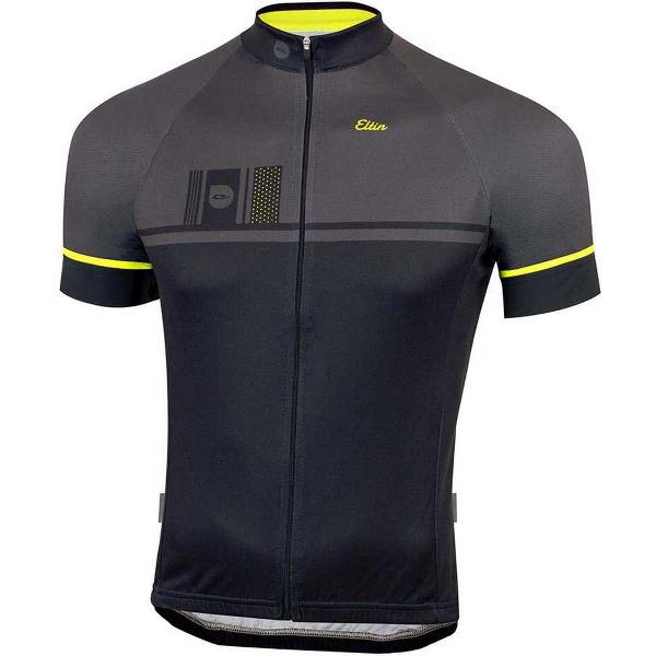 ELTIN Supermassive Korte Mouwen Fietsshirt Heren - Black / Anthracite / Yellow Fluor - XL