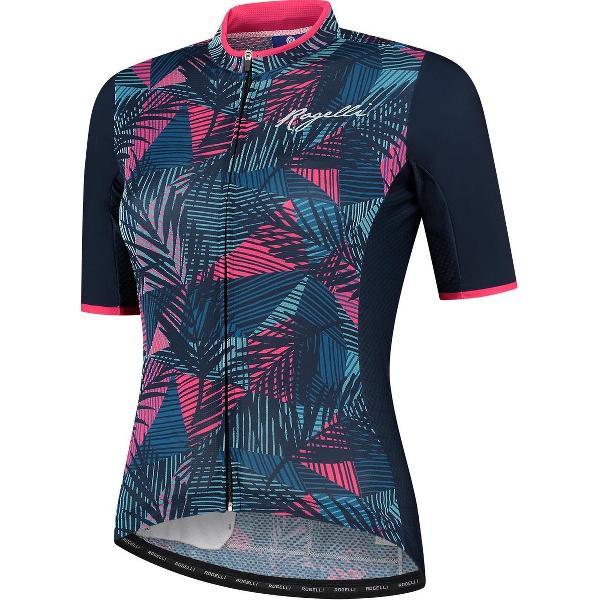 Rogelli Leaf - Fietsshirt Korte Mouwen - Dames - Maat S - Blauw, Roze