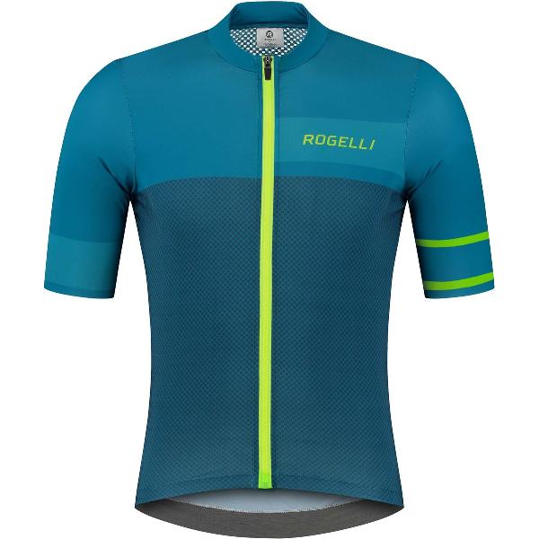 Rogelli Block Fietsshirt - Korte Mouwen - Heren - Blauw, Lime - Maat M