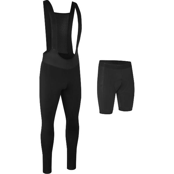 GripGrab - ThermaShell Winter Fietsbroek Waterafstotende Bib Tights Lange Wielerbroek met Zeem - Zwart - Heren - Maat XXL