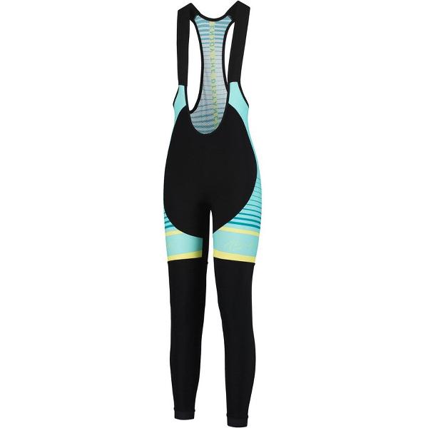 Rogelli Impress Lange Fietsbroek - Dames - Zwart, Turquoise, Geel - Maat 2XL