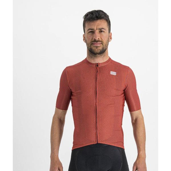 Sportful Fietsshirt Korte Mouwen Rood Paars Heren - Checkmate Jersey Chili Red Mauve-3XL