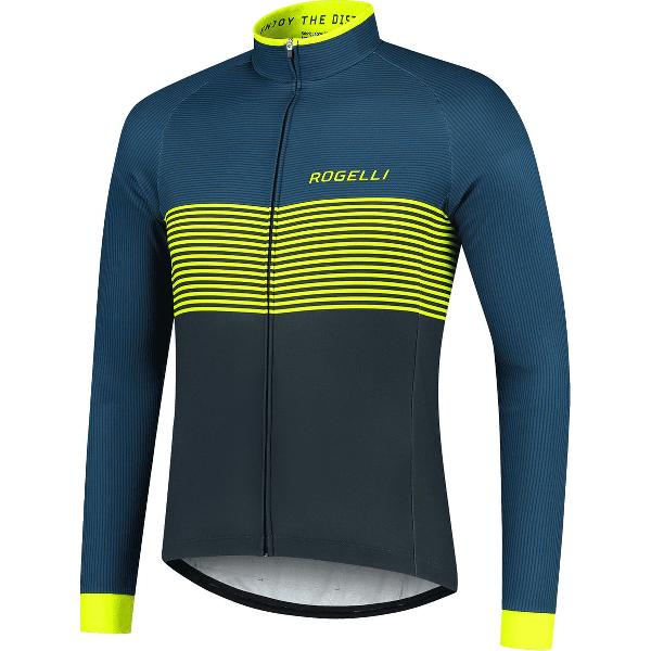 Rogelli Boost Wielershirt Lange Mouwen - Fietsshirt Heren - Blauw/Fluor - Maat 2XL