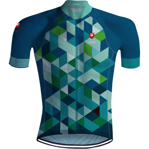 Wielershirt - Escher's Cubes Blauw/Groen - REDTED (S)