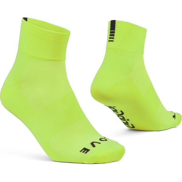 GripGrab - Lightweight SL Korte Performance Zomer Fietssokken 1 Paar Coolmax Wielersport Sokken Low Cut - Geel Hi-Vis - Unisex - Maat L (44-47)