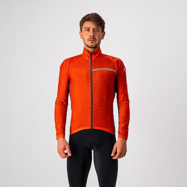 Castelli Windstopper jacket Heren Rood Grijs - SQUADRA STRETCH JACKET FIERY RED DARK GRAY - M