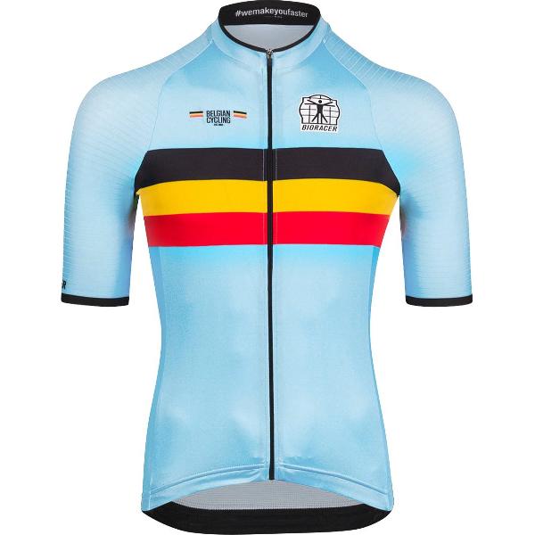 BIORACER Official Team België (2023) - Fietsshirt Heren - Fietskledij - Wielrennen - Blauw XXL