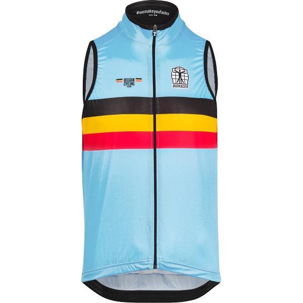 BIORACER Belgian Cycling Windstopper Heren Zonder Mouw - Officieel Team Belgium - Model 'Icon' - Blauw - Maat M - Fietskleding Heren