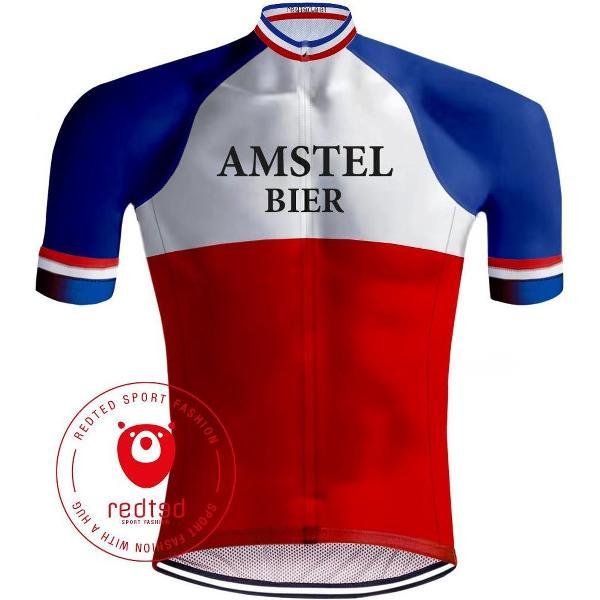 Retro Wielershirt Amstel Bier Rood/Blauw - REDTED (XL)