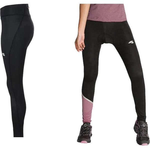 Lange Dames Fietsbroek met zeem en rits vak - Zwart - (Maat 38/M) Biking Tight - Outdoor Sport - Bib Long Short - Fietsen