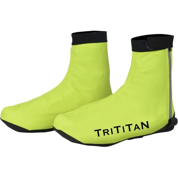 TriTiTan Professional Water/windproof Cycling Shoe Covers - Fiets Overschoenen - Fluo Geel - XL