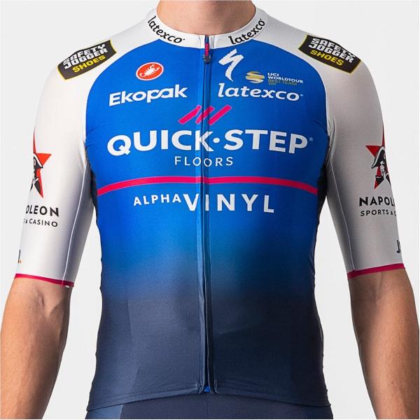 Castelli Fietsshirt Korte Mouwen Heren Blauw Wit - Quick-Step Alpha Vinyl AERO RACE 6.1 JERSEY BELGIAN BLUE WHITE-XXL