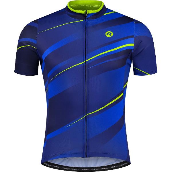 Rogelli Buzz Fietsshirt - Korte Mouwen - Heren - Blauw, Fluor - Maat 2XL