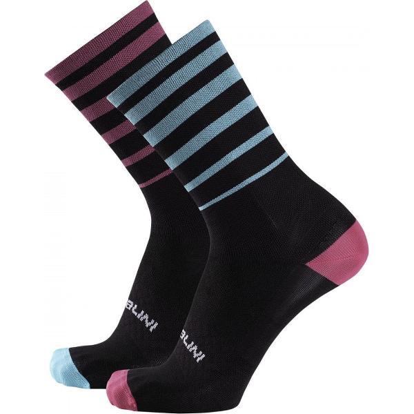 Nalini Fietssokken Zomer Unisex Blauw Roze - GRAVEL SOCKS BLACK LIGHT BLUE-XXL