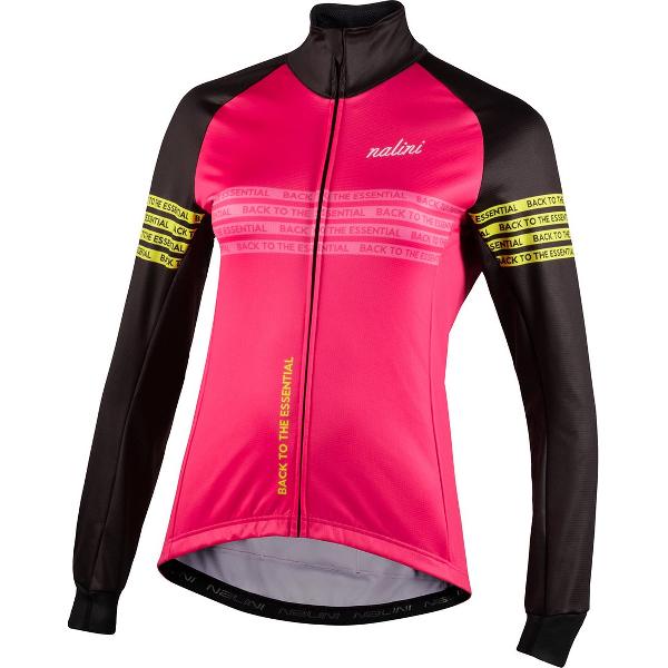 Nalini - Dames - Fietsjack winter - Winddicht Warm Wielrenjack - Zwart - Fuchsia - STRADALADYJKT - S