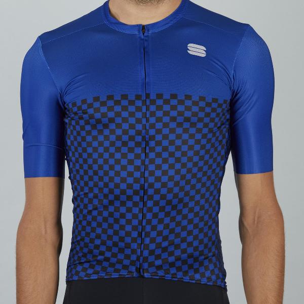 Sportful Fietsshirt korte mouwen Heren Blauw Oranje - CHECKMATE JERSEY BLUE CERAMIC - L