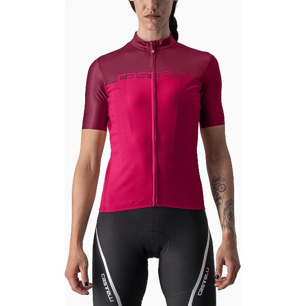 Castelli Fietsshirt Korte Mouwen Dames Rood Roze - CASTELLI VELOCISSIMA JERSEY PERSIAN RED BORDEAUX - S