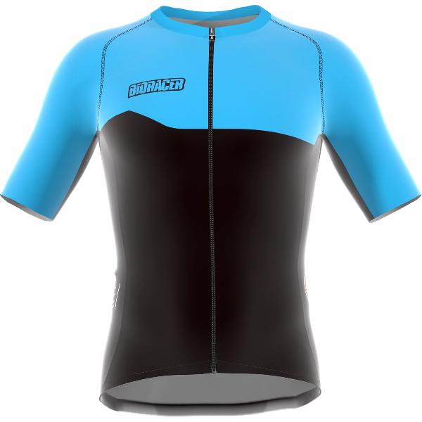 Bioracer Junior wielershirt korte mouw Zwart/Blauw Maat 152