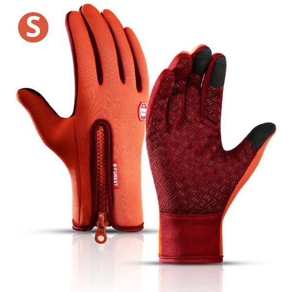 Bovista Handschoenen - Touchscreen Handschoenen - Fietshandschoenen - Winter - Heren - Wielrenhandschoenen - Oranje - Maat S