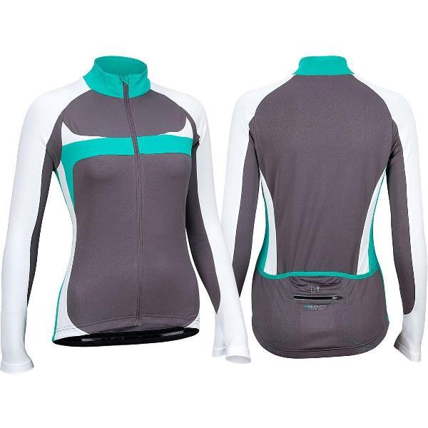 Avento Wielrenshirt Lange Mouw - Dames - Antraciet/Wit/Turquoise - 38