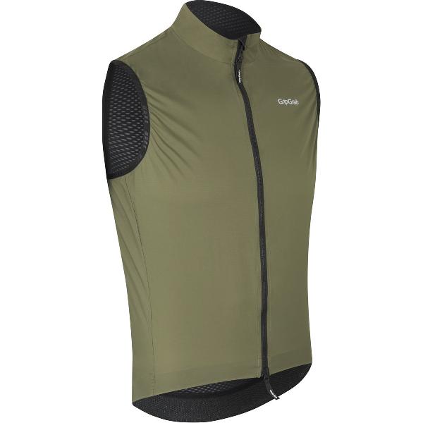 GripGrab - WindBuster Vest Lichte Winddichte Fiets Gilet Thermo Wielrennen Windvest Mouwloos - Olijf Groen - Heren - Maat M